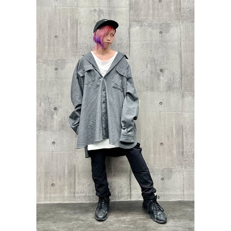 【SLEEPING TABLET】ビックネルシャツ "CRYPTO [ NEL PLAIN SHIRTS ]" / GRAY