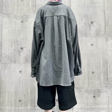 【SLEEPING TABLET】ビックネルシャツ "CRYPTO [ NEL PLAIN SHIRTS ]" / GRAY