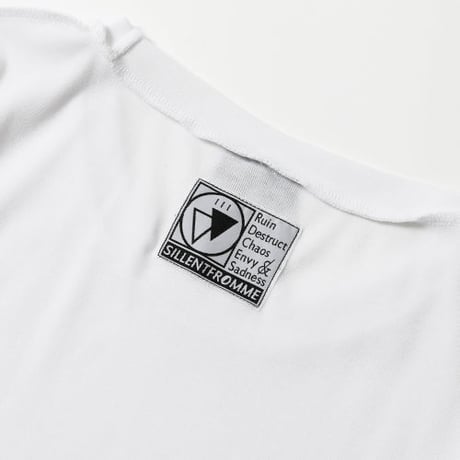 【SILLENT FROM ME】ロング丈カットソー "R.I.P -Long Length Cutsew-" / WHITE
