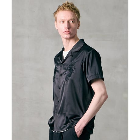 【VIRGOwearworks】 ボーリングシャツ "LUXE BOWLING SATIN SHIRT" / BLACK