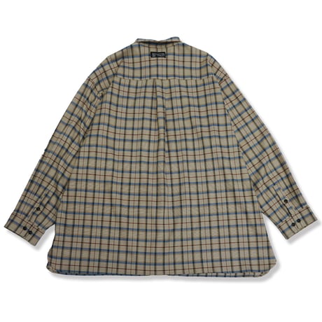 【SLEEPING TABLET】ビッグシャツ "CRYPTO [ CHECK SHIRTS ]" / BEIGE