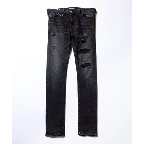 【VIRGOwearworks】 デニムパンツ "女神織denimes x VIRGOwearworks DAMAGE DENIM" / BLACK
