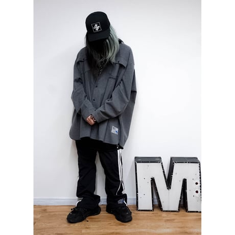 【SLEEPING TABLET】ビックネルシャツ "CRYPTO [ NEL PLAIN SHIRTS ]" / GRAY