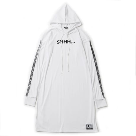 【SILLENT FROM ME】ロング丈パーカ "SHHH -Long Length Parka-" / WHITE