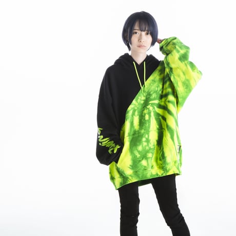 【HEDWiNG】パーカ Cross Cut“ Tye-die ” Hoodie" / BLACK-GREEN
