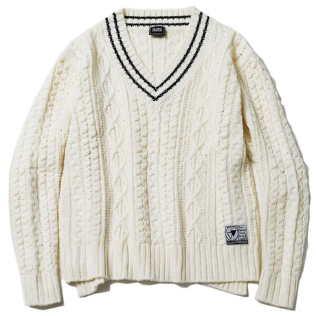 【SILLENT】セーター "VEIN -Cable Knit Sweater-" / WHITE