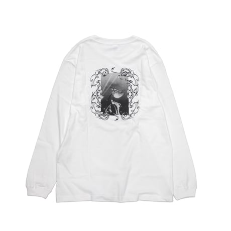 【月がさ】ロンT "Tsukigasa flower LONG SLEEVE T-SHIRT" / WHITE