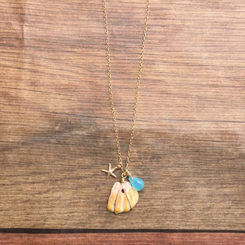 サンライズシェルネックレス*aqua | lauleahandmade