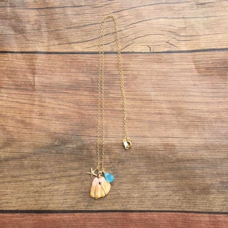 サンライズシェル Koru ネックレス ハワイ BellaAnela #749 サンライズシェルネックレス*aqua | lauleahandmade
