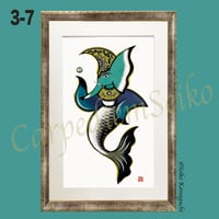 ⭐️ 3-7  手描き1点もの原画　オーダーサイズ額装済/国内送料込