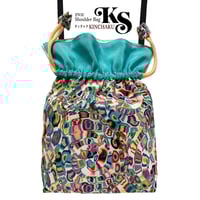 ラスト1点Amazon.co.jpにあります★2WAY  KINCHAKU 【Spireスパイラ】本体内ポケット＋Pポーチ付 オリジナルプリント&ハンドメイド少数販売品