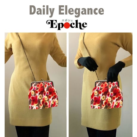 🌟2WAY Epocheエポシェ【Red Marble】本体内ポケット＋ Pポーチ付 オリジナルプリント ＆ハンドメイド少数販売品