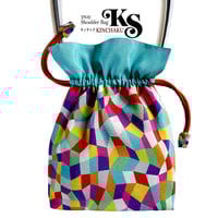 No.27 KSB★2WAY  KINCHAKU  【Bonjour, Vivia!】 本体内ポケット＋ Pポーチ付オリジナルプリント ＆ハンドメイド少数販売品