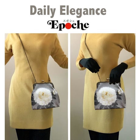 🌟2WAY Epocheエポシェ【芍薬 ｼｬｸﾔｸ】本体内ポケット＋ Pポーチ付 オリジナルプリント ＆ハンドメイド少数販売品