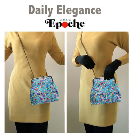 🌟2WAY Epocheエポシェ【Blue Cells 】本体内ポケット＋Pポーチ付 オリジナルプリント&ハンドメイド 少数販売品