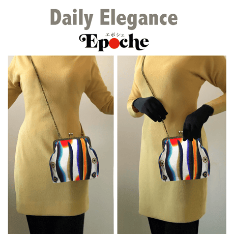 🌟2WAY Epocheエポシェ【Evening Calm】本体内ポケット＋Pポーチ付オリジナルプリント&ハンドメイド少数販売品