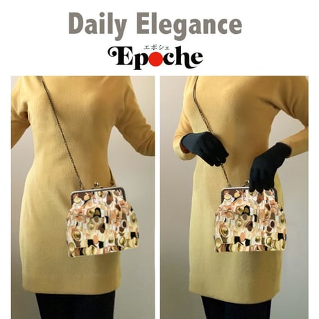 🌟2WAY Epocheエポシェ【Gold Marble】本体内ポケット＋ Pポーチ付 オリジナルプリント ＆ハンドメイド少数販売品