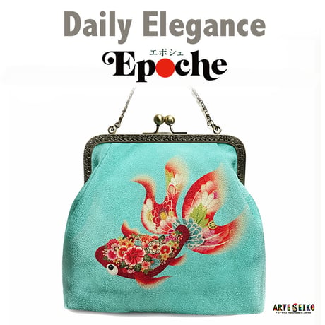🌟2WAY Epocheエポシェ【赤金魚】本体内ポケット＋Pポーチ付オリジナルプリント&ハンドメイド少数販売品