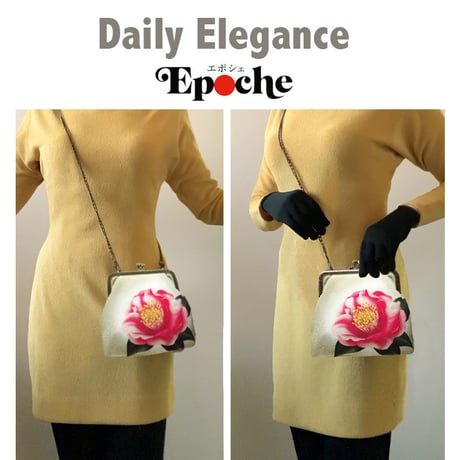 🌟2WAY Epocheエポシェ【つばきの想い】本体内ポケット＋Pポーチ付オリジナルプリント&ハンドメイド 少数販売品