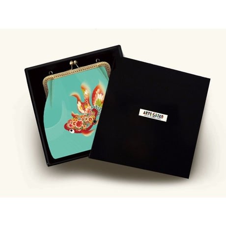 🌟2WAY Epocheエポシェ【赤金魚】本体内ポケット＋Pポーチ付オリジナルプリント&ハンドメイド少数販売品