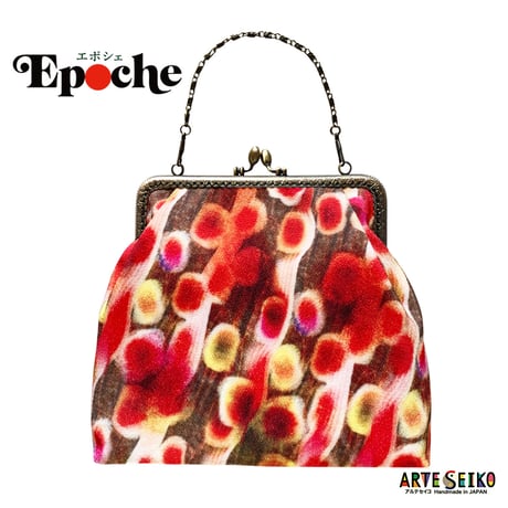 🌟2WAY Epocheエポシェ【Red Marble】本体内ポケット＋ Pポーチ付 オリジナルプリント ＆ハンドメイド少数販売品