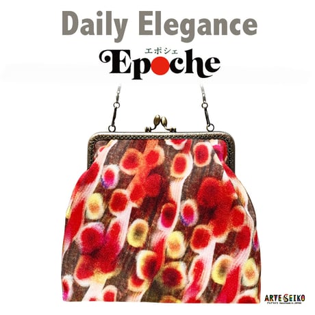 🌟2WAY Epocheエポシェ【Red Marble】本体内ポケット＋ Pポーチ付 オリジナルプリント ＆ハンドメイド少数販売品