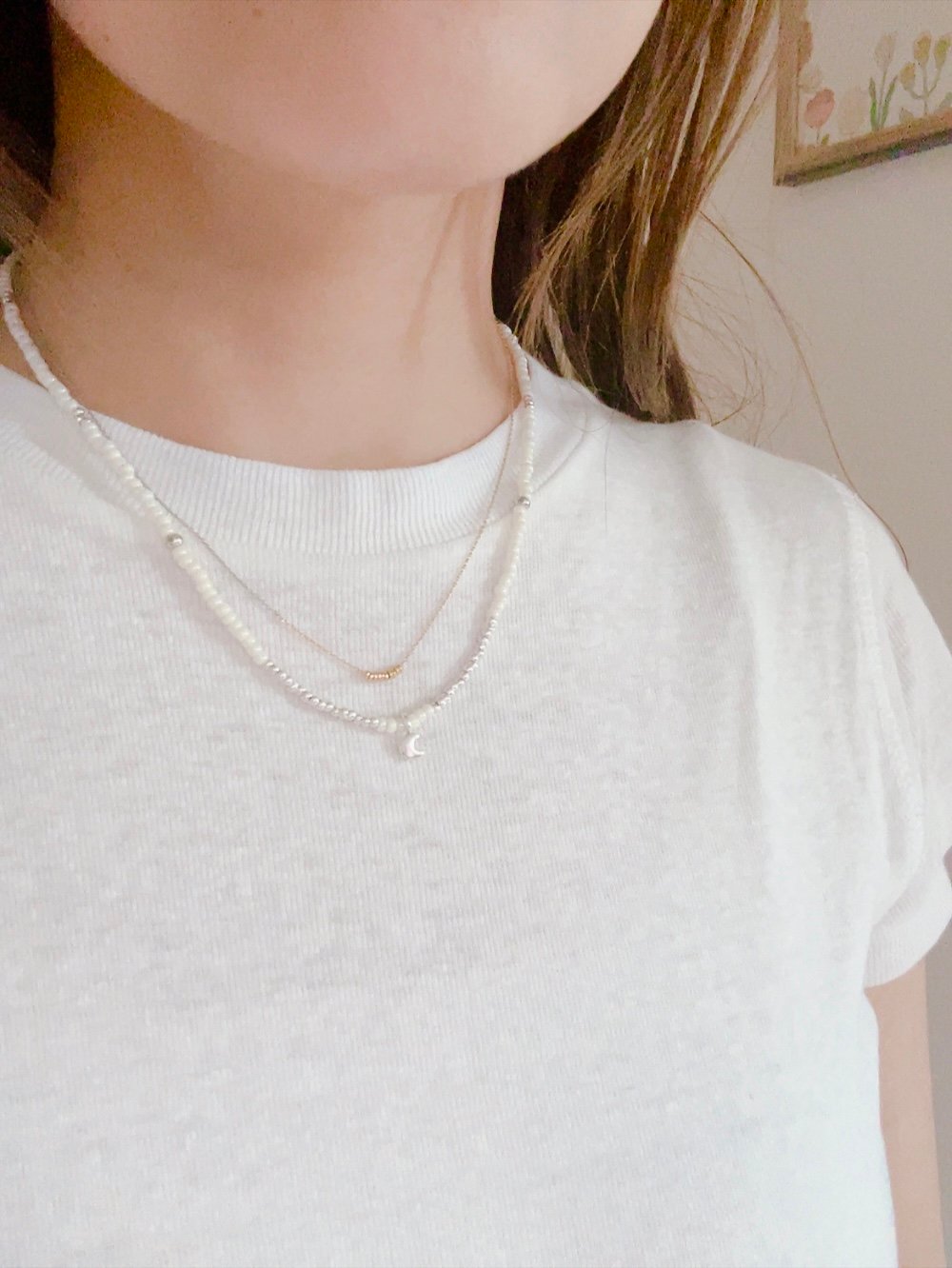 ［ALY］ ホワイトビーズ×カレンシルバー、ターコイズ、パールのネックレス シルバー925 パールネックレス スワロフスキーパールネックレス