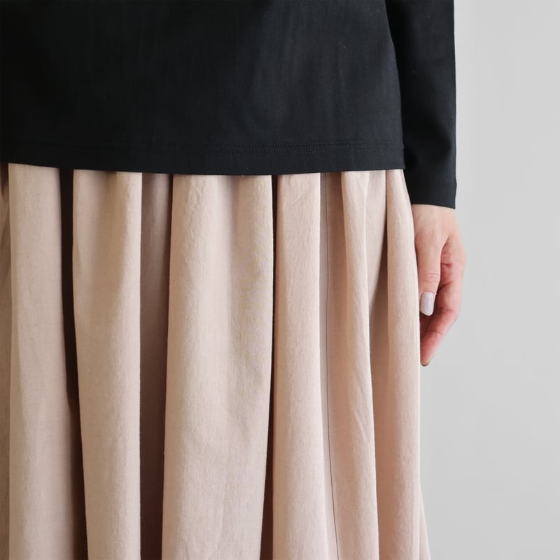 綿ウールタイプライタークロスロングスカート（ピンクベージュ