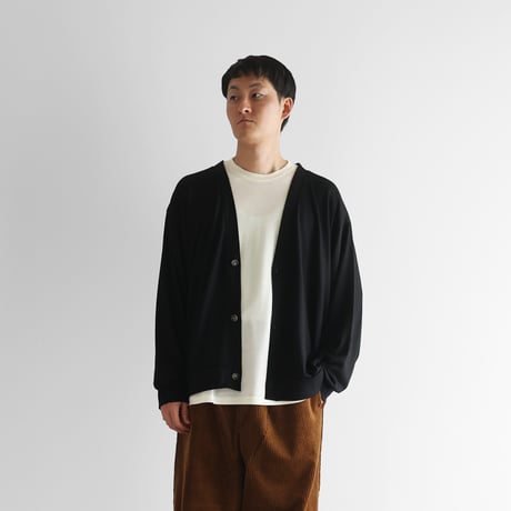 ［HUIS in house］メリノオプティモウォッシャブルウールカーディガンL（ブラック）【ユニセックス】CS701L