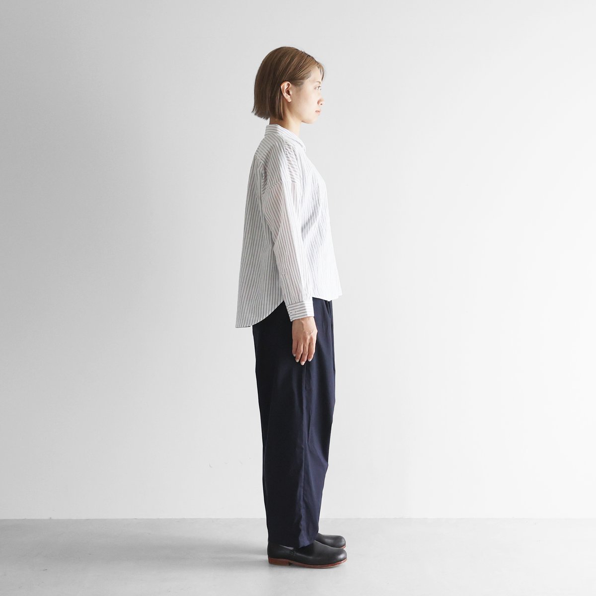 オーガニックコットンライトオックスワイドパンツ（ダークネイビー