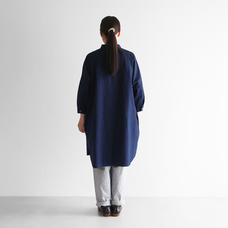 HUIS×sayu 本藍染めコットンロングシャツ【ユニセックス】004 | HUIS