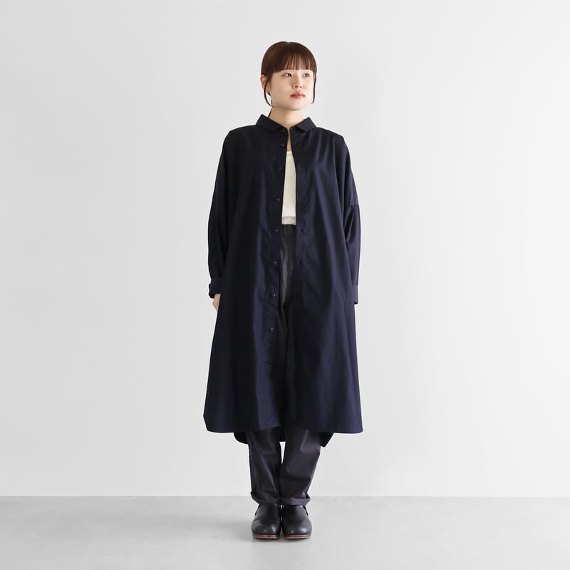 ギザコットンブロードロングシャツ(ダークネイビー)【ユニ ギザコットンブロードロングシャツ(ダークネイビー)【ユニ