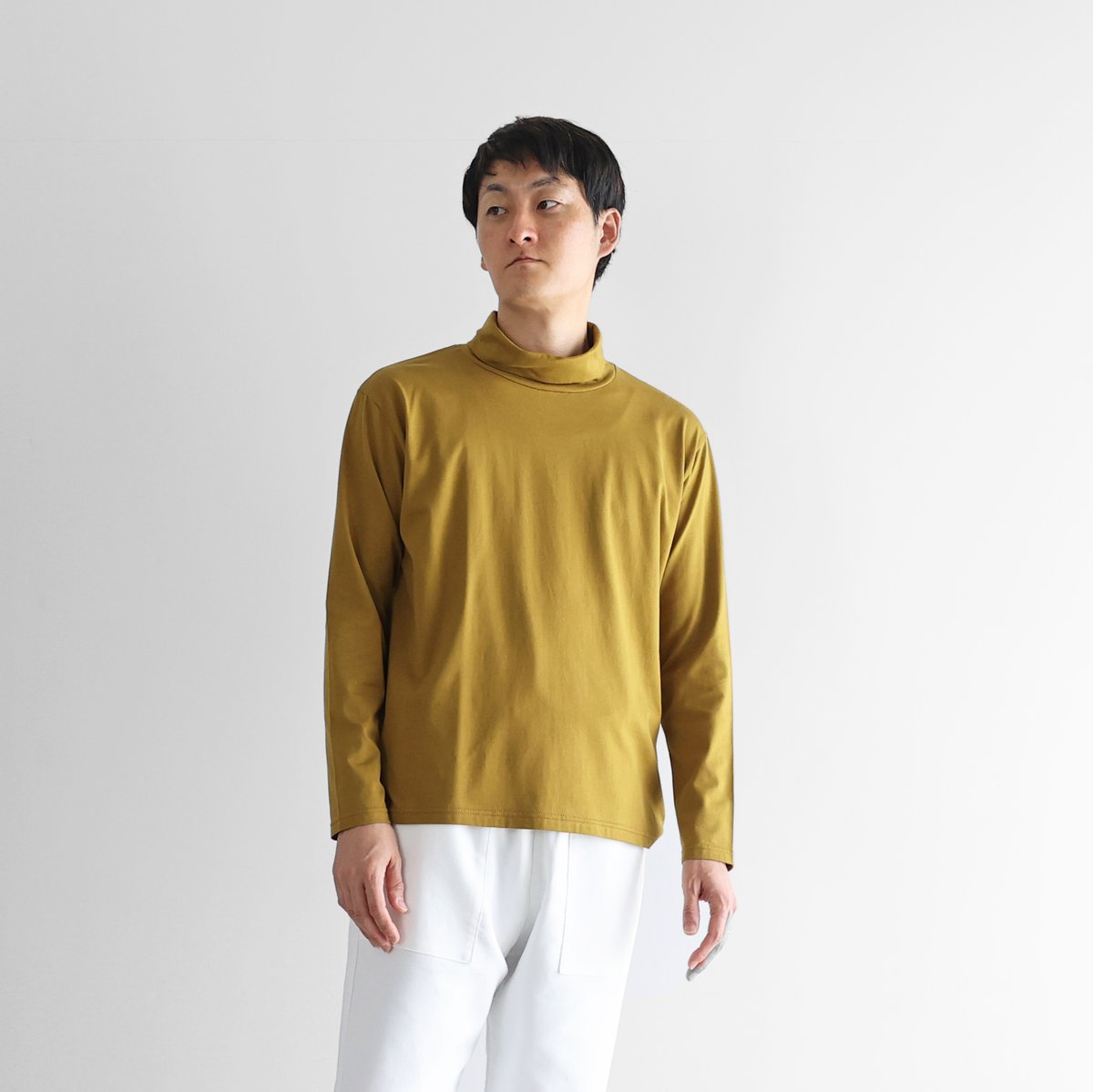 HUIS in house］SUVIN COTTON長袖ゆるタートルネックカットソー