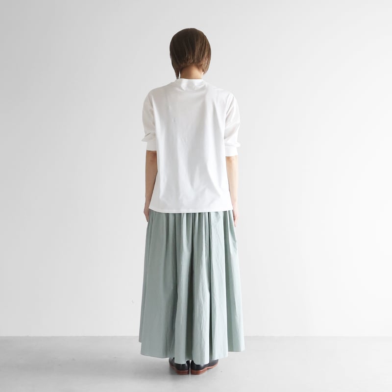 HUIS in house］SUVIN COTTON5分袖リブカットソー（白）【レディス】C