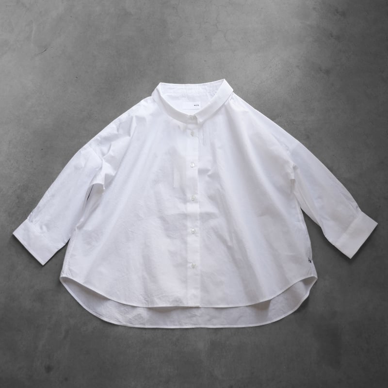 8分袖コードレーンワイドブラウス（白）【レディス】U108 | HUIS