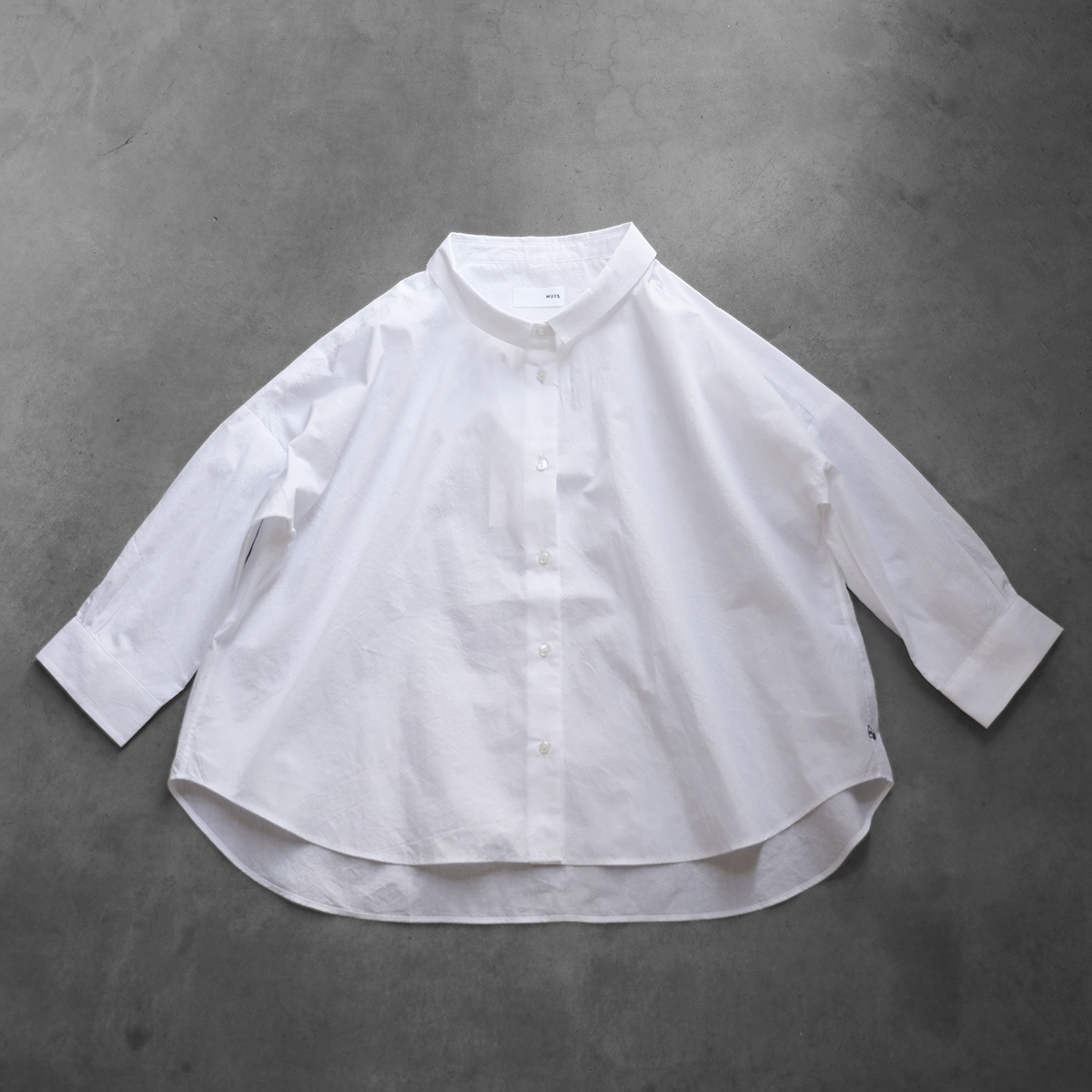 8分袖コードレーンワイドブラウス（白）【レディス】U108 | HUIS