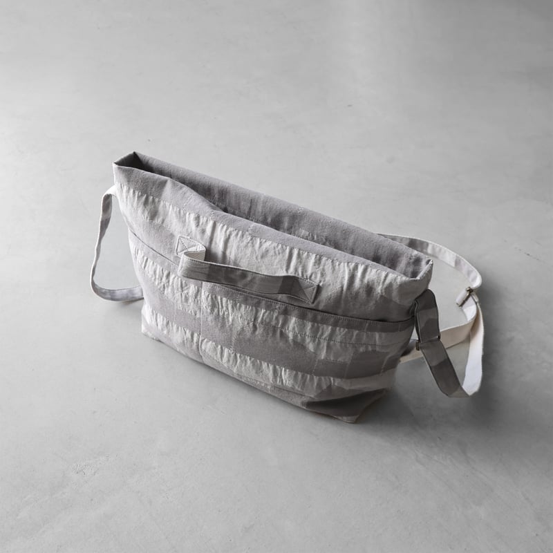 先染め朱子織シャトルジャガード2WAYミニショルダーバッグ（ライト