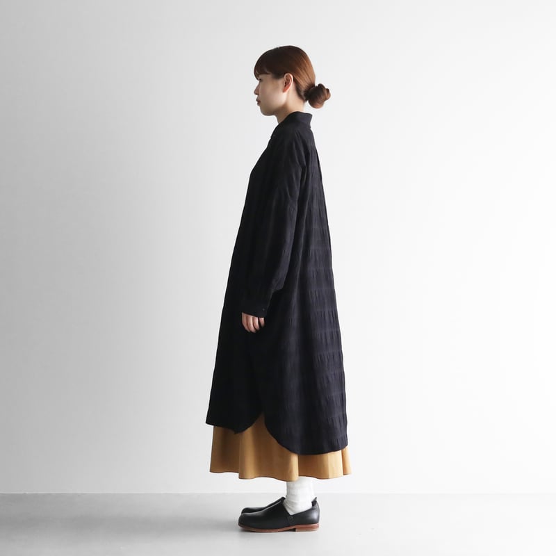 柄二重織シャトルジャガードロングシャツ(ブラック)【ユニ 柄二重織シャトルジャガードロングシャツ(ブラック)【ユニ