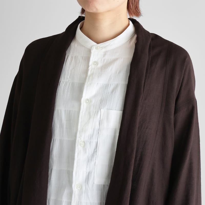 Drawer ロングカーディガン タグ付き ウォッシャブルウールロングカーディガン（ダークモカ）【ユニ