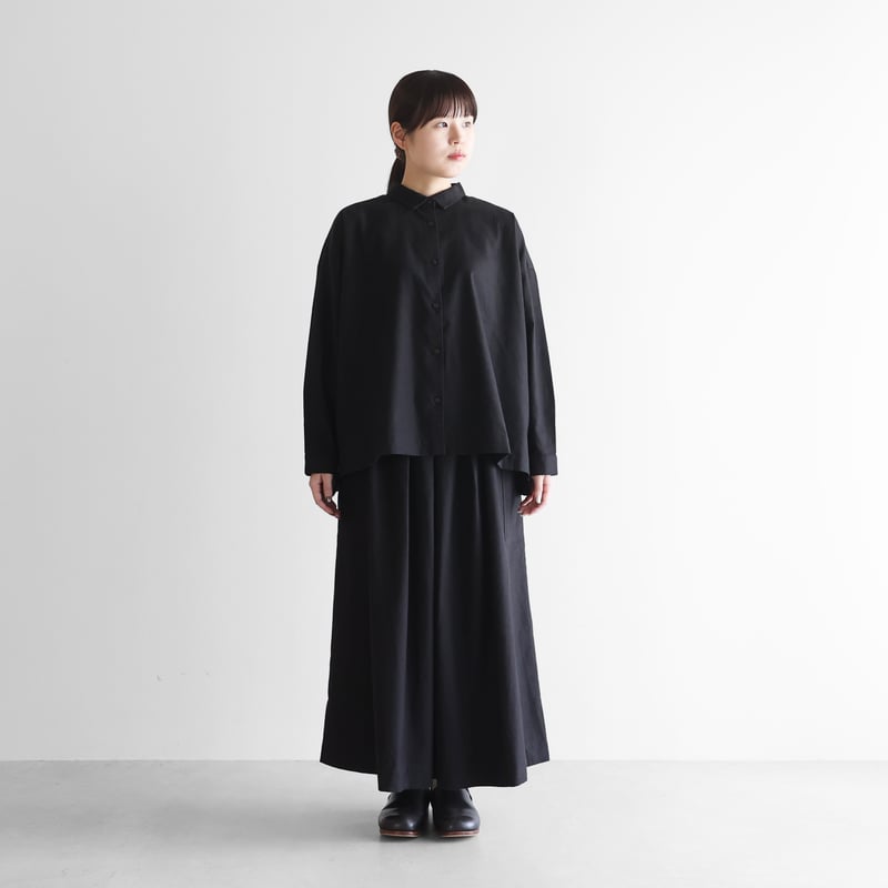 オーガニックコットン起毛ビエラワイドブラウス（ブラック）【レディス