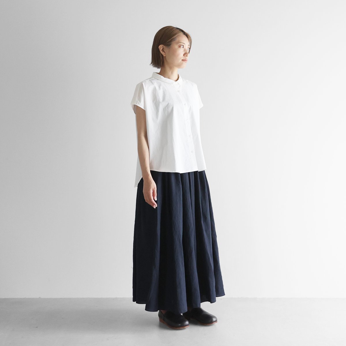 オールドレピアリネンロングスカートL(ダークネイビー オールドレピアリネンロングスカートL(ダークネイビー