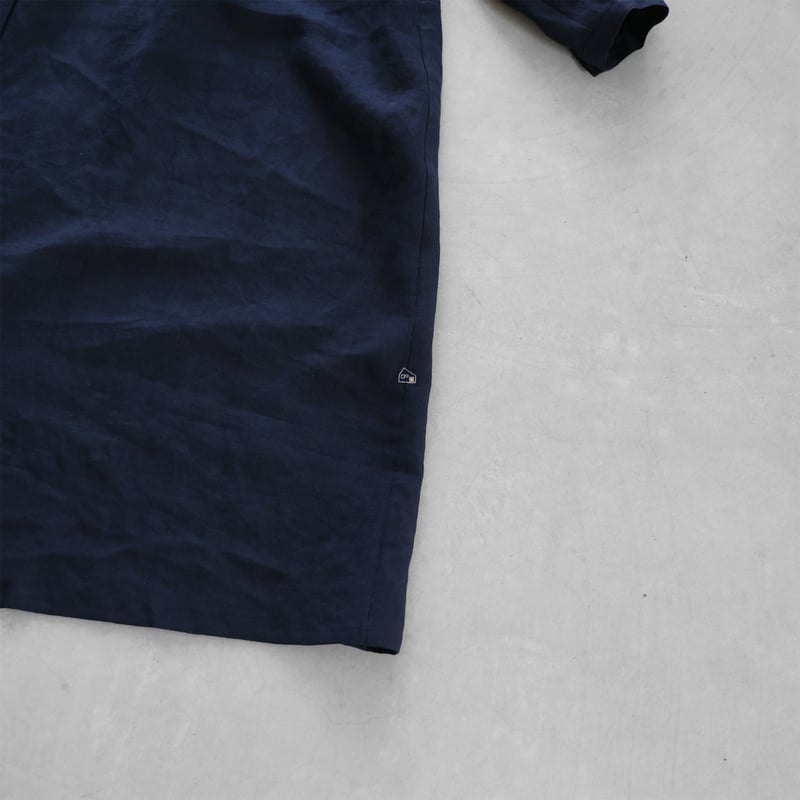 オールドレピアリネン前開きロングワンピース（ダークネイビー