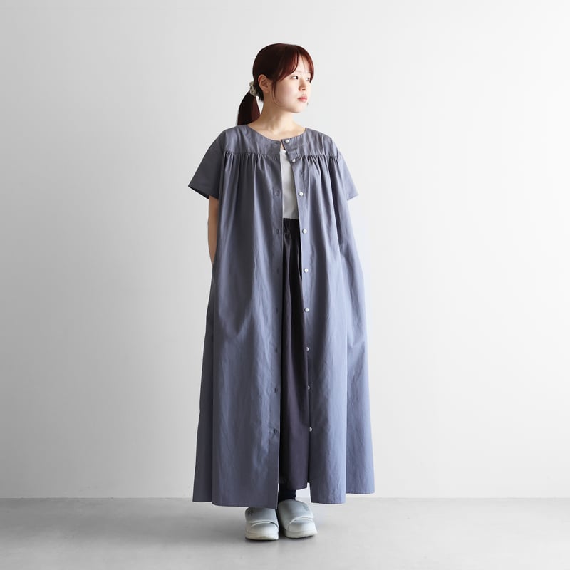 ギザコットンブロードタック&ギャザー半袖2wayワンピース ギザコットンブロードタック&ギャザー半袖2wayワンピース