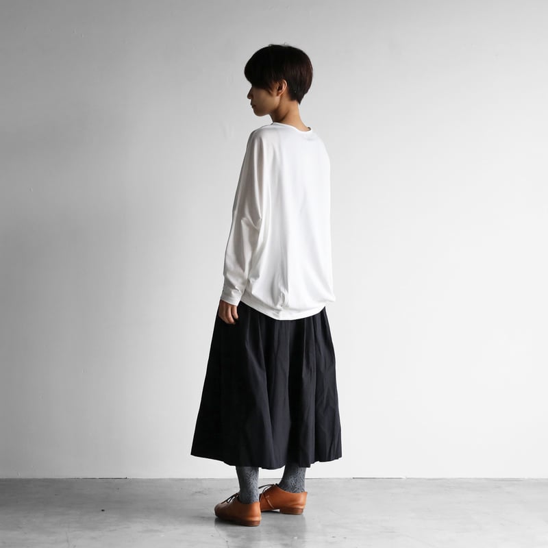 HUIS in house］SUVIN COTTON長袖コクーンカットソー（白）【レディス】