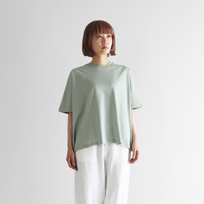 HUIS in house］SUVIN COTTON半袖スクエアワイドカットソーHF（ジェラ