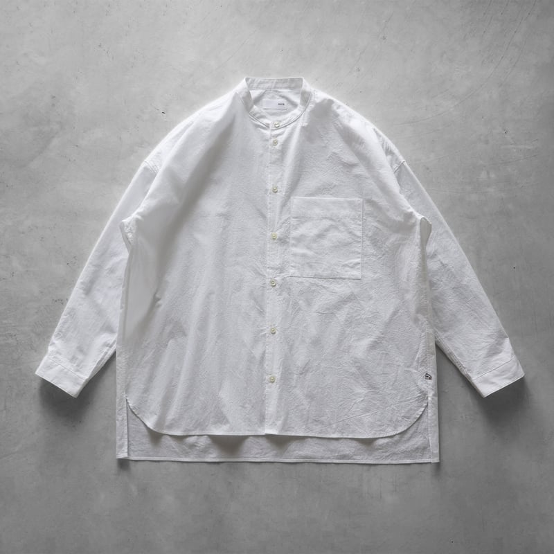 コードレーンバンドカラーオーバーシャツ（白）【ユニセックス】015
