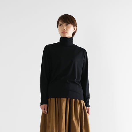 ［HUIS in house］SUVIN COTTON長袖タートルネックカットソー（ブラック）【ユニセックス】CS203