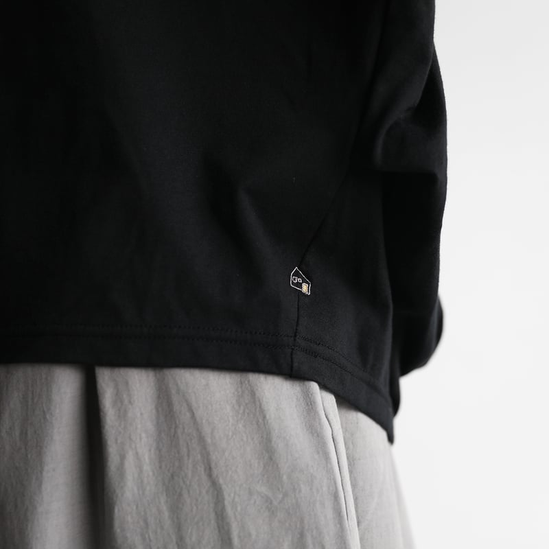 HUIS in house］SUVIN COTTON長袖コクーンカットソー（ブラック）【レデ