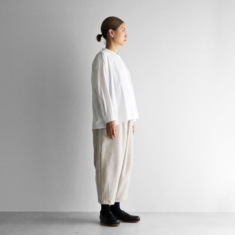 HUIS×尾州”縮絨ウールフランネルバルーンパンツ（グレージュ）【ユニ