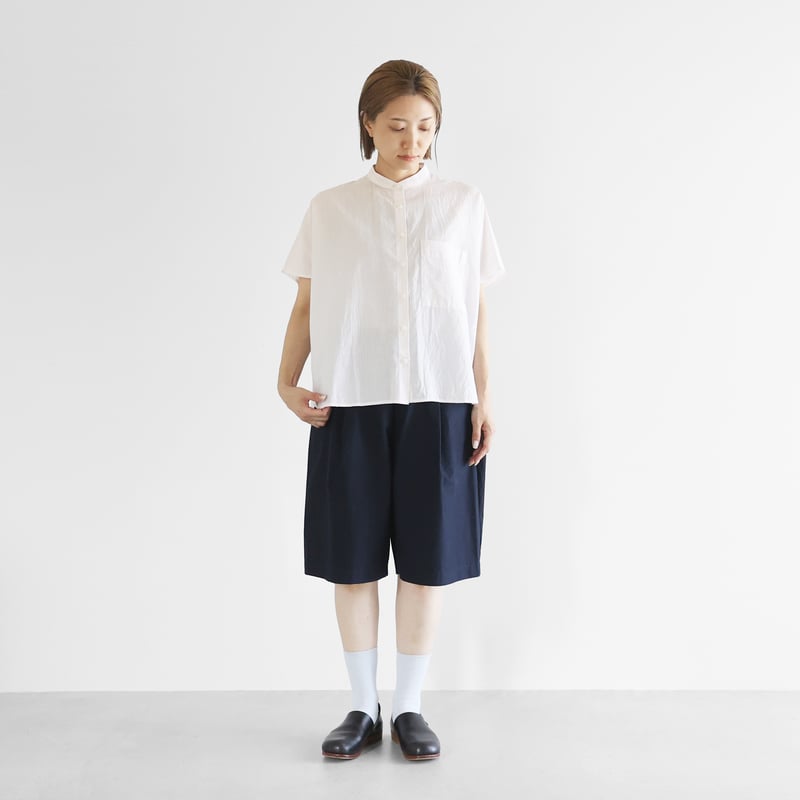 ばちばちタイプライタークロスワイドハーフパンツ（ダークネイビー